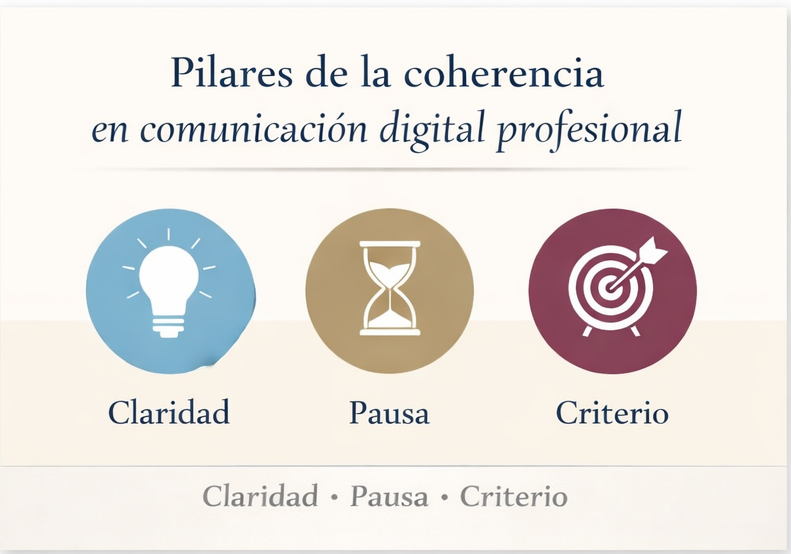 Pilares de la coherencia en comunicación digital profesional: claridad, pausa y criterio